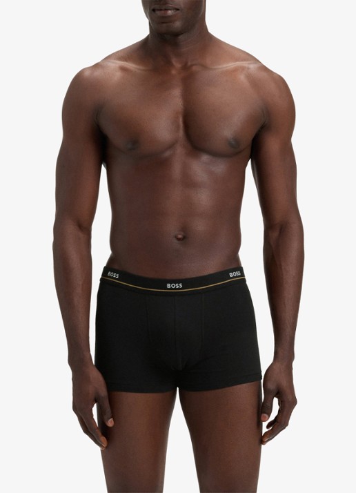 BOSS Set van vijf korte boxershorts met logotailleband van stretchkatoen - voorkant 3 grijs