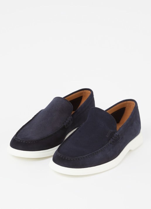 BOSS Sienne loafer van suède - detail 3 donkerblauw
