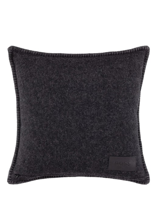 BOSS Signature sierkussenhoes in wolblend 45 x 45 cm - achterkant 2 donkergrijs