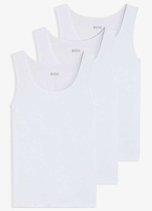 BOSS Singlet met logo in 3-pack   - voorkant 4 wit