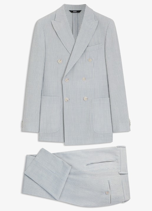 BOSS Slim fit 2-delig pak in wolblend - voorkant 2 lichtblauw