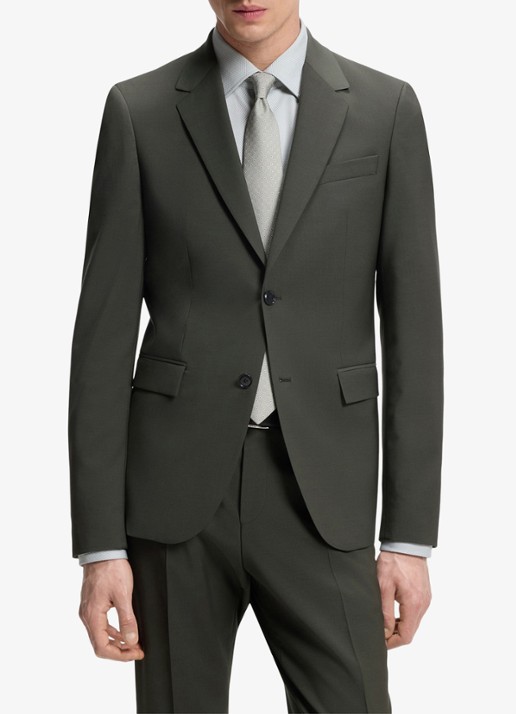 BOSS Slim fit 2-delig pak in wolblend - voorkant 2 donkergroen
