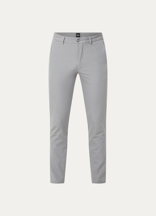 BOSS Slim-fit broek van een katoenmix met stretch - voorkant 2 open grey-070 / grijs
