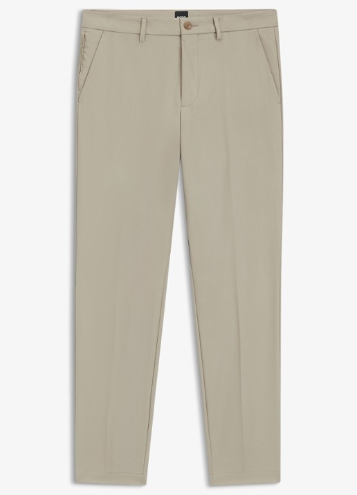 BOSS Slim-fit broek van een katoenmix met stretch - voorkant 3 open beige-294 / beige