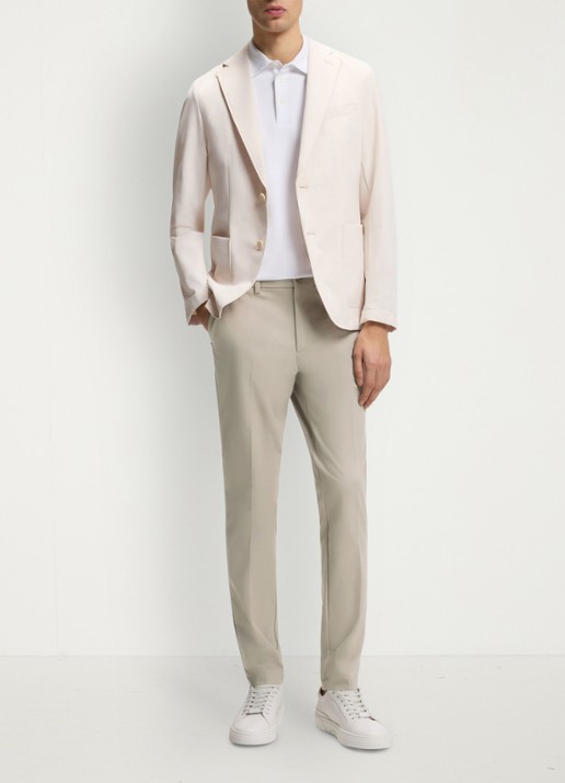 BOSS Slim-fit broek van een katoenmix met stretch - voorkant 4 open beige-294 / beige