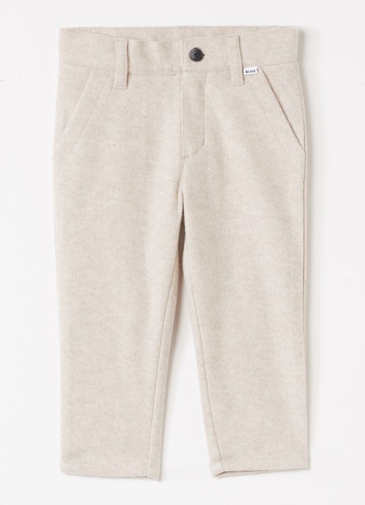 BOSS Slim fit broek van flanel - voorkant beige