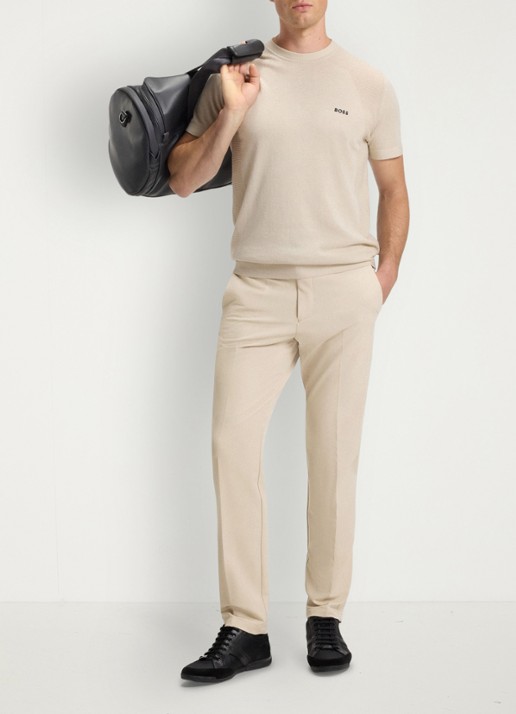 BOSS Slim-fit broek van waterafstotend stretchmateriaal - voorkant 2 medium beige-269 / beige