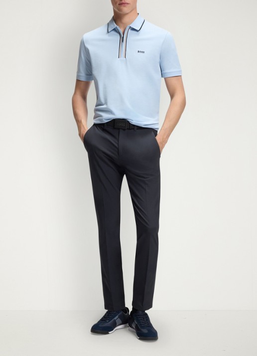 BOSS Slim-fit broek van waterafstotend stretchmateriaal - voorkant 3 dark blue-402 / blauw