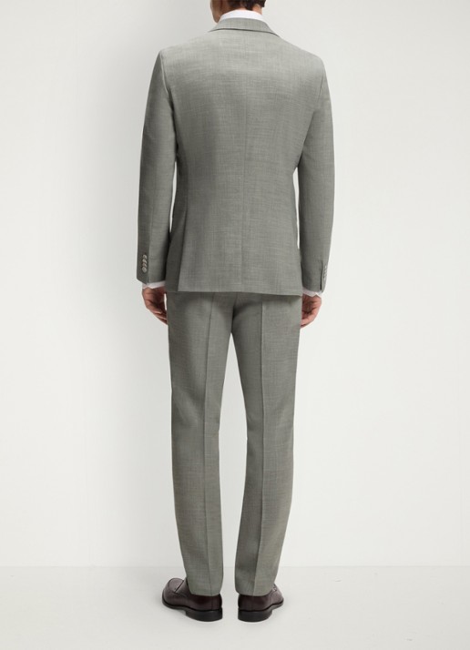 BOSS Slim fit colbert in wolblend met klepzakken - achterkant 4 grijs