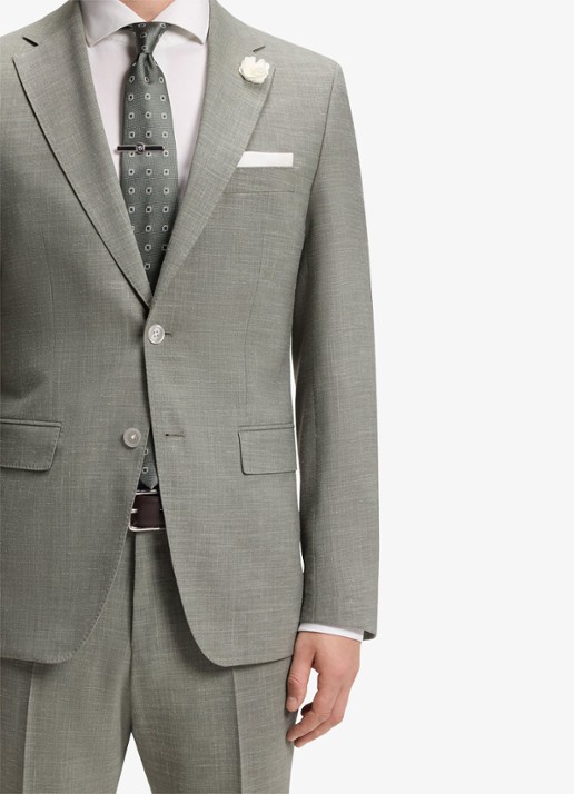 BOSS Slim fit colbert in wolblend met klepzakken - detail 2 grijs