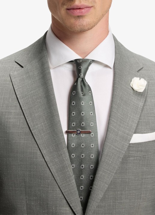 BOSS Slim fit colbert in wolblend met klepzakken - detail 3 grijs