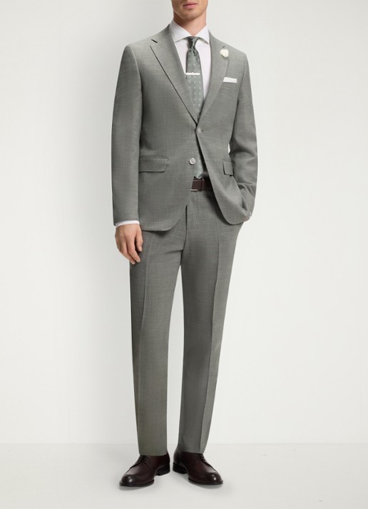 BOSS Slim fit colbert in wolblend met klepzakken - voorkant 6 grijs