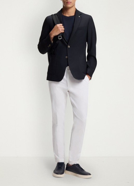 BOSS Slim fit colbert in wolblend - voorkant 3 blauw