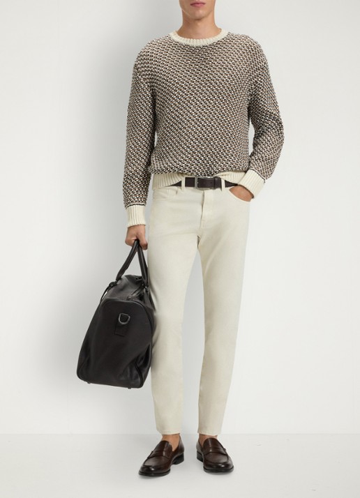 BOSS Slim-fit Delaware-broek van katoenen gabardine met stretch - voorkant 2 wit