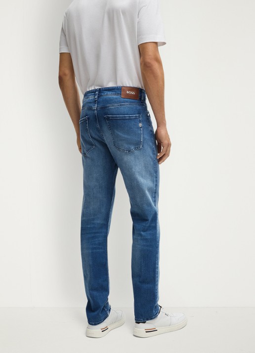 BOSS Slim fit jeans met medium wassing - detail 2 indigo