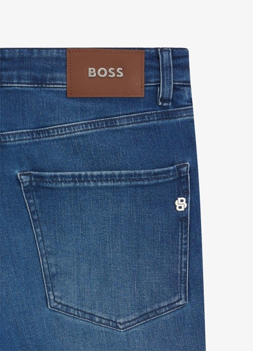 BOSS Slim fit jeans met medium wassing - detail 3 indigo