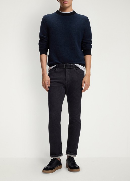 BOSS Slim fit jeans met steekzakken - voorkant 5 donkergrijs