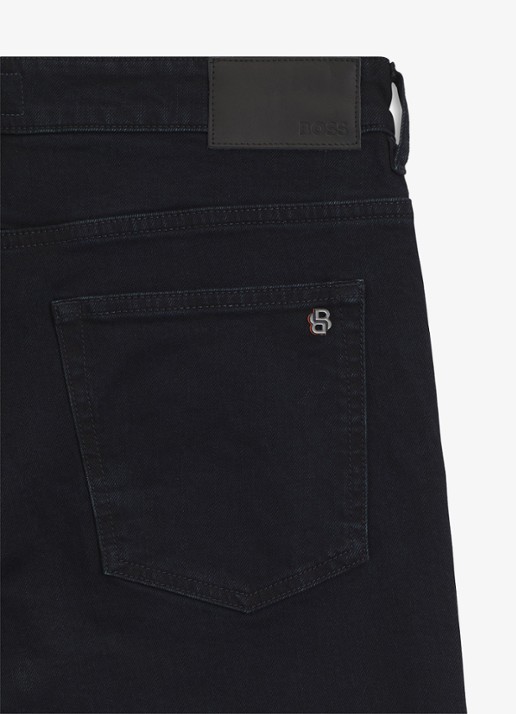 BOSS Slim fit jeans met steekzakken - detail blauw