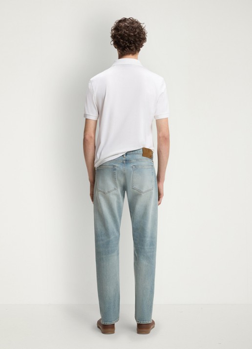 BOSS Slim fit jeans met stretch en medium wassing - achterkant turquoise/aqua-443 / blauw