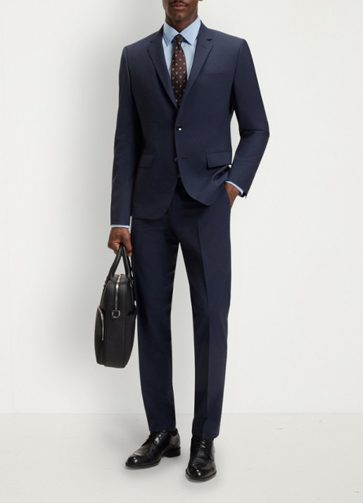 BOSS Slim-fit overhemd in gemakkelijk te strijken katoenen popeline met stretch - voorkant 5 light/pastel blue-452 / blauw