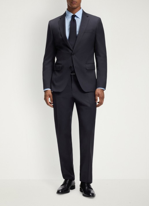 BOSS Slim-fit overhemd in gemakkelijk te strijken katoenen popeline met stretch - voorkant 6 light/pastel blue-452 / blauw