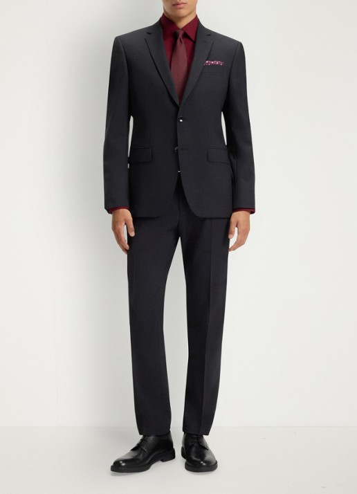 BOSS Slim-fit overhemd in gemakkelijk te strijken katoenen popeline met stretch - voorkant 6 dark red-602 / rood