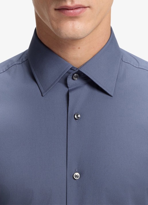 BOSS Slim-fit overhemd in gemakkelijk te strijken katoenen popeline met stretch - detail 5 open blue-466 / blauw