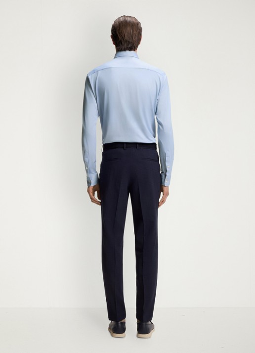 BOSS Slim fit overhemd met kent kraag - achterkant lichtblauw
