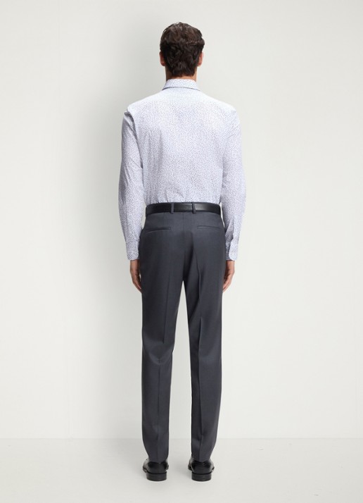 BOSS Slim fit overhemd met print - achterkant 4 middenblauw