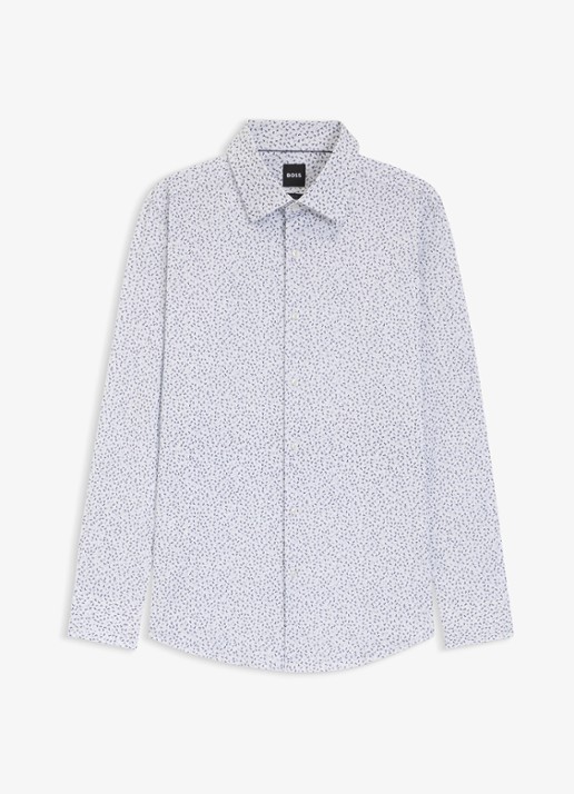 BOSS Slim fit overhemd met print - voorkant 5 middenblauw