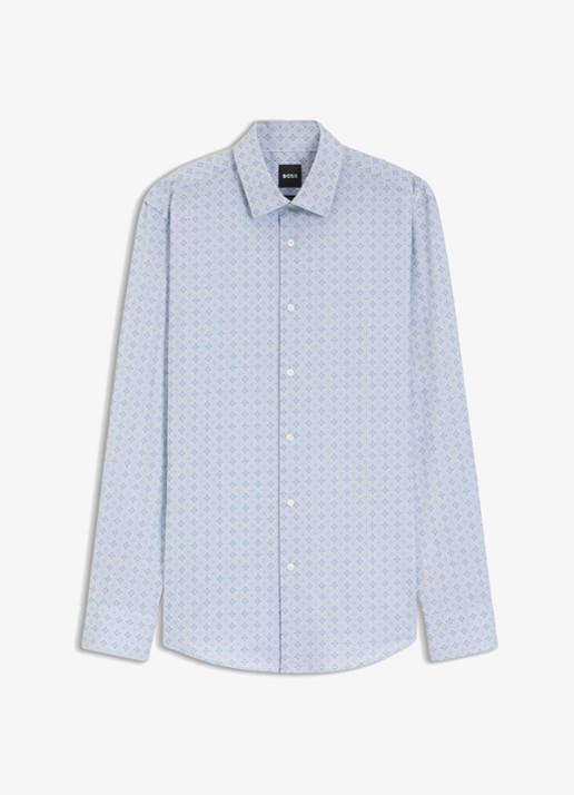 BOSS Slim-fit overhemd met print - voorkant 6 lichtblauw