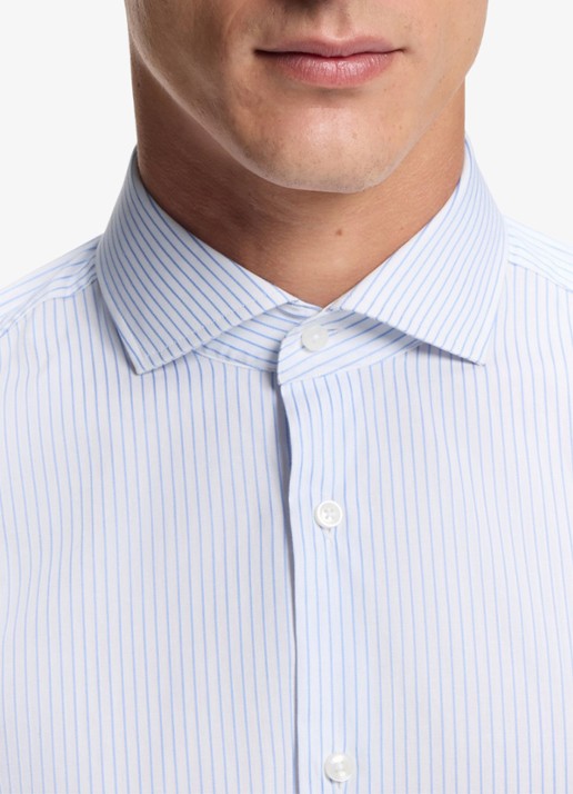 BOSS Slim fit overhemd met streepprint  - detail 4 lichtblauw
