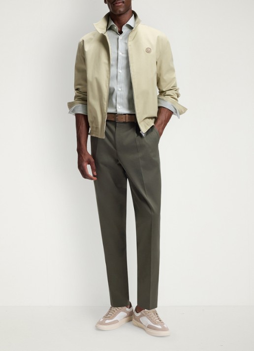 BOSS Slim fit overhemd met streepprint - voorkant 2 lichtgroen