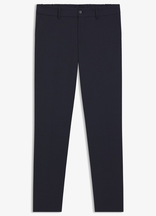 BOSS Slim fit pantalon in wolblend - voorkant donkerblauw
