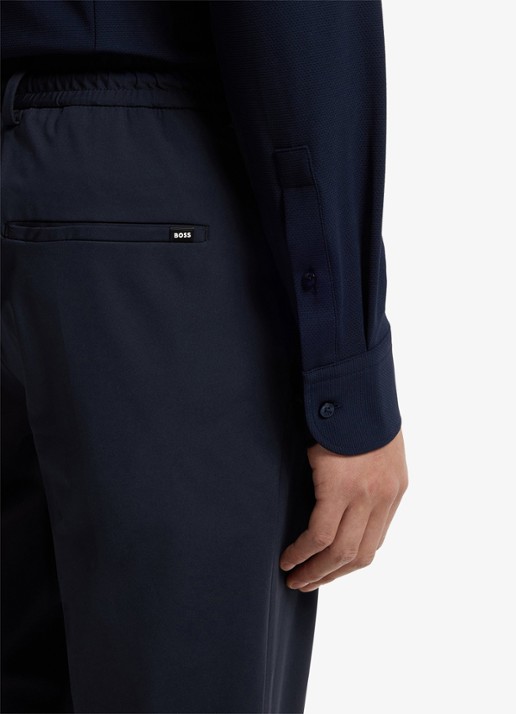 BOSS Slim fit pantalon met trekkoord - detail 6 donkerblauw