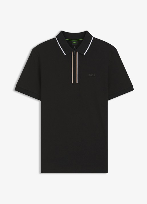 BOSS Slim fit polo met logo - voorkant zwart