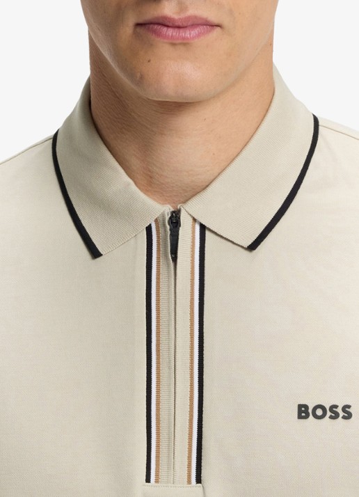 BOSS Slim fit polo met logo - detail 5 light beige-272 / beige