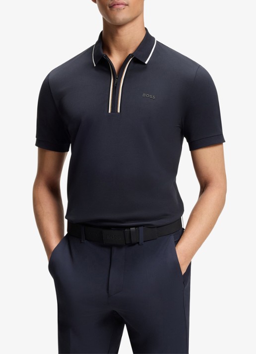 BOSS Slim fit polo met logo - detail blauw