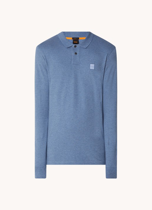 BOSS Slim fit polo van katoen - voorkant blauw