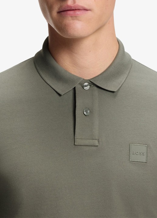 BOSS Slim fit polo van katoen - detail 5 grijs