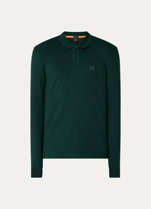 BOSS Slim fit polo van katoen - voorkant donkergroen