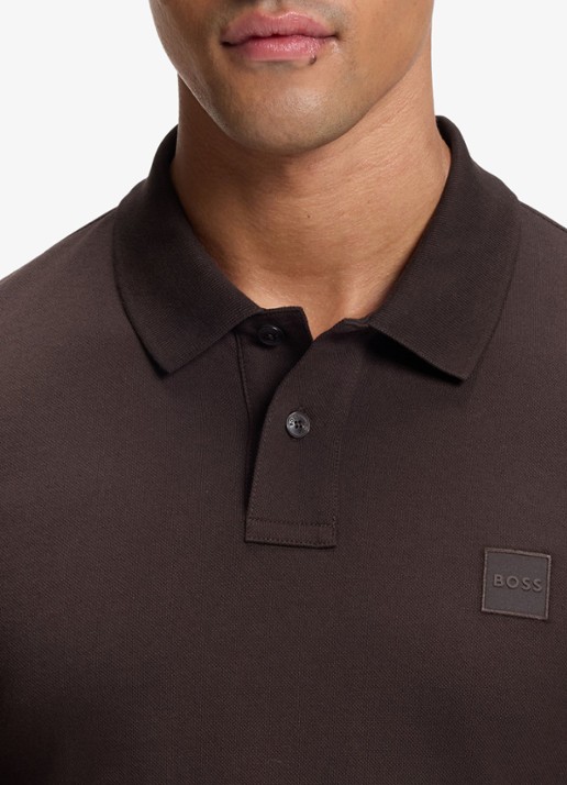 BOSS Slim fit polo van katoen - detail 6 dark brown-207 / bruin