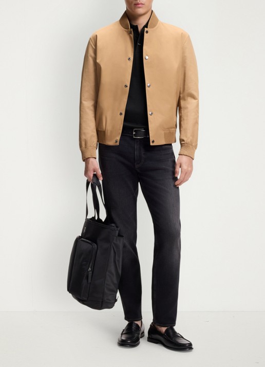 BOSS Slim fit polo van katoen - voorkant 2 zwart