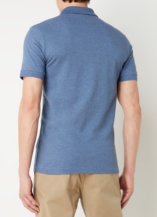 BOSS Slim-fit polo van stretchkatoen met logopatch - achterkant 2 staalblauw