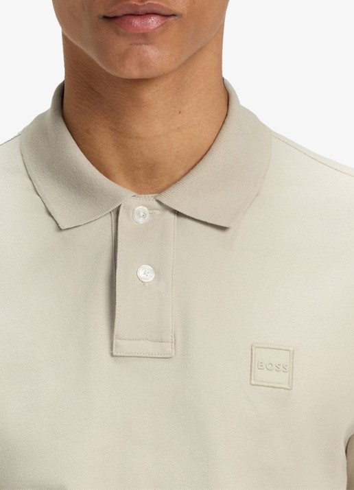 BOSS Slim-fit polo van stretchkatoen met logopatch - detail 7 beige
