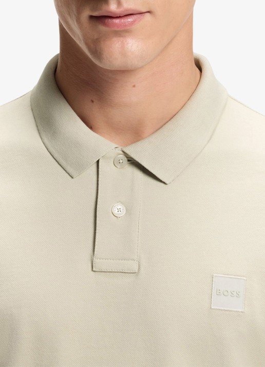 BOSS Slim-fit polo van stretchkatoen met logopatch - detail 8 beige