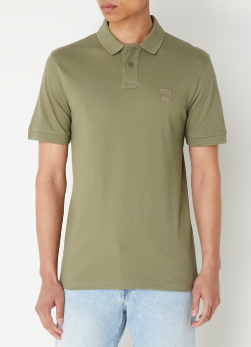 BOSS Slim-fit polo van stretchkatoen met logopatch - detail 2 groen