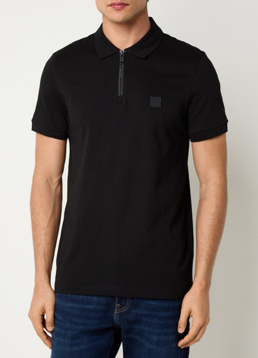 BOSS Slim-fit polo van stretchkatoen met logopatch