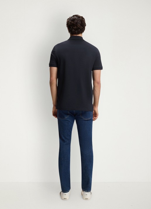 BOSS Slim-fit polo van stretchkatoen met logopatch - achterkant 4 dark blue-404 / blauw