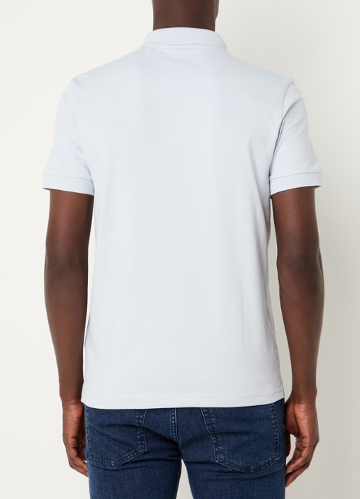 BOSS Slim-fit polo van stretchkatoen met logopatch - achterkant 2 lichtgrijs